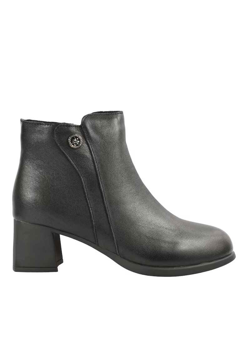 Gallop Ghete casual - dama - 8858 - negru - piele naturala - cu toc - Negru