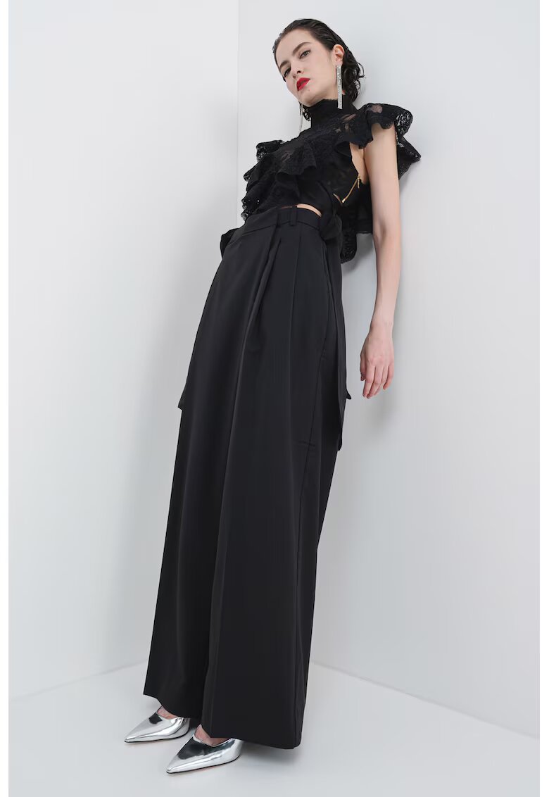 GANNI Pantaloni culotte din amestec de lana - Negru