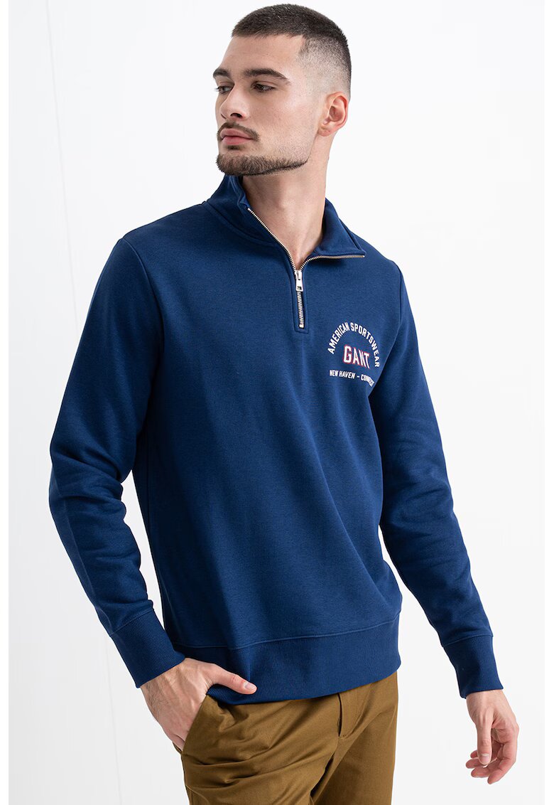 Gant Bluza de trenig cu fermoar scurt - Albastru