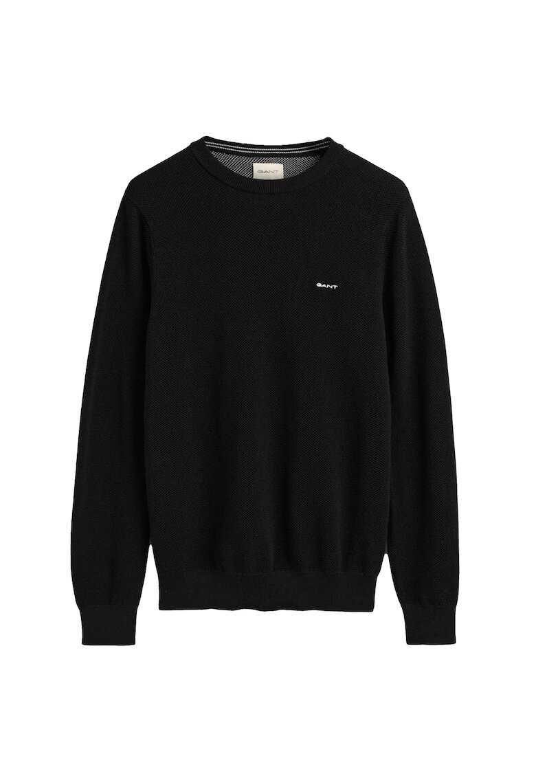 Gant Bluza de trening din bumbac cu decolteu la baza gatului - Negru