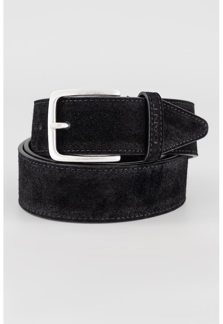 Gant Curea de piele intoarsa cu catarama metalica - Negru