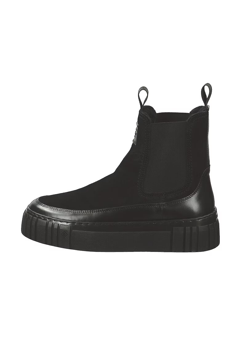 Gant Ghete Chelsea de piele intoarsa si piele - Negru