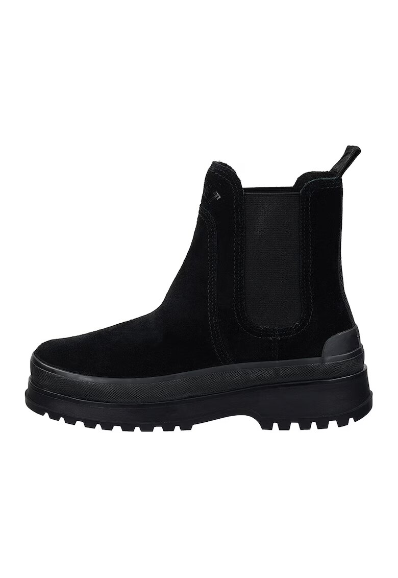 Gant Ghete Chelsea din piele intoarsa cu detaliu cu broderie Wintly - Negru