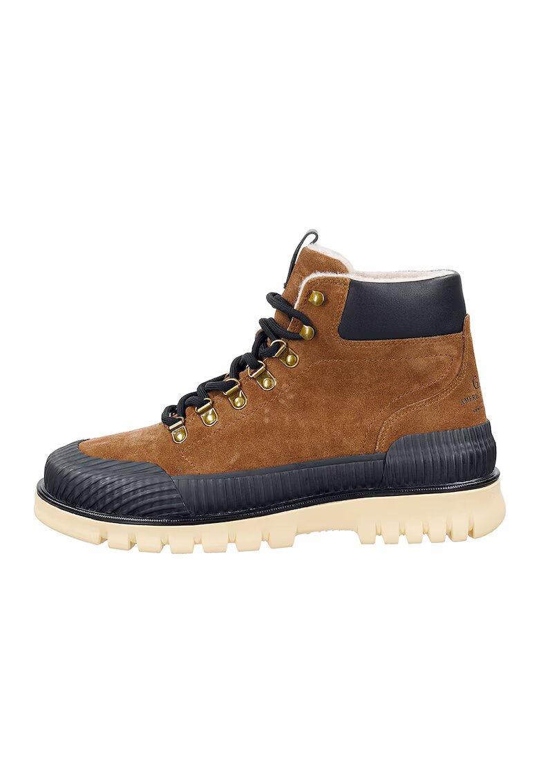 Gant Ghete din piele intoarsa Nebrada - Gri carbune/Caramel