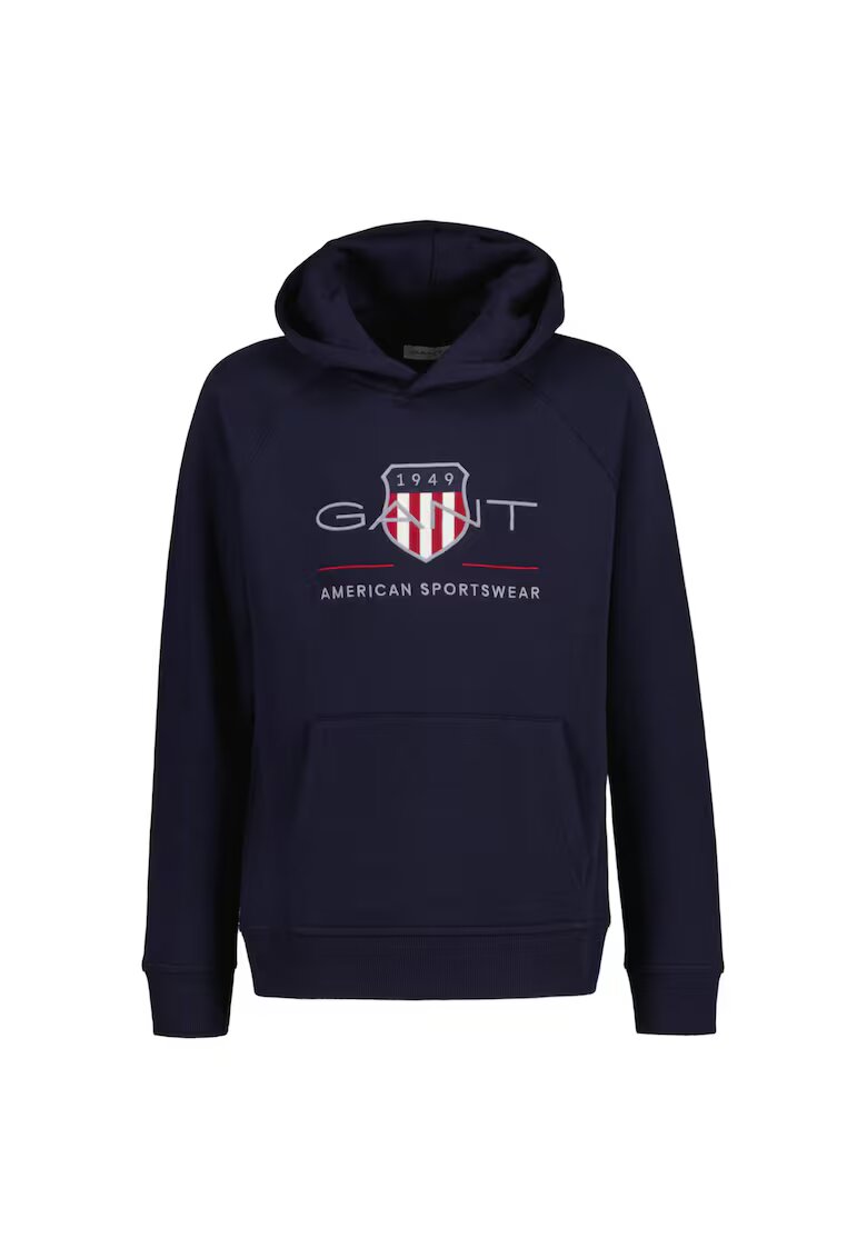 Gant Hanorac cu buzunar kangaroo si logo brodat Archive - Bleumarin