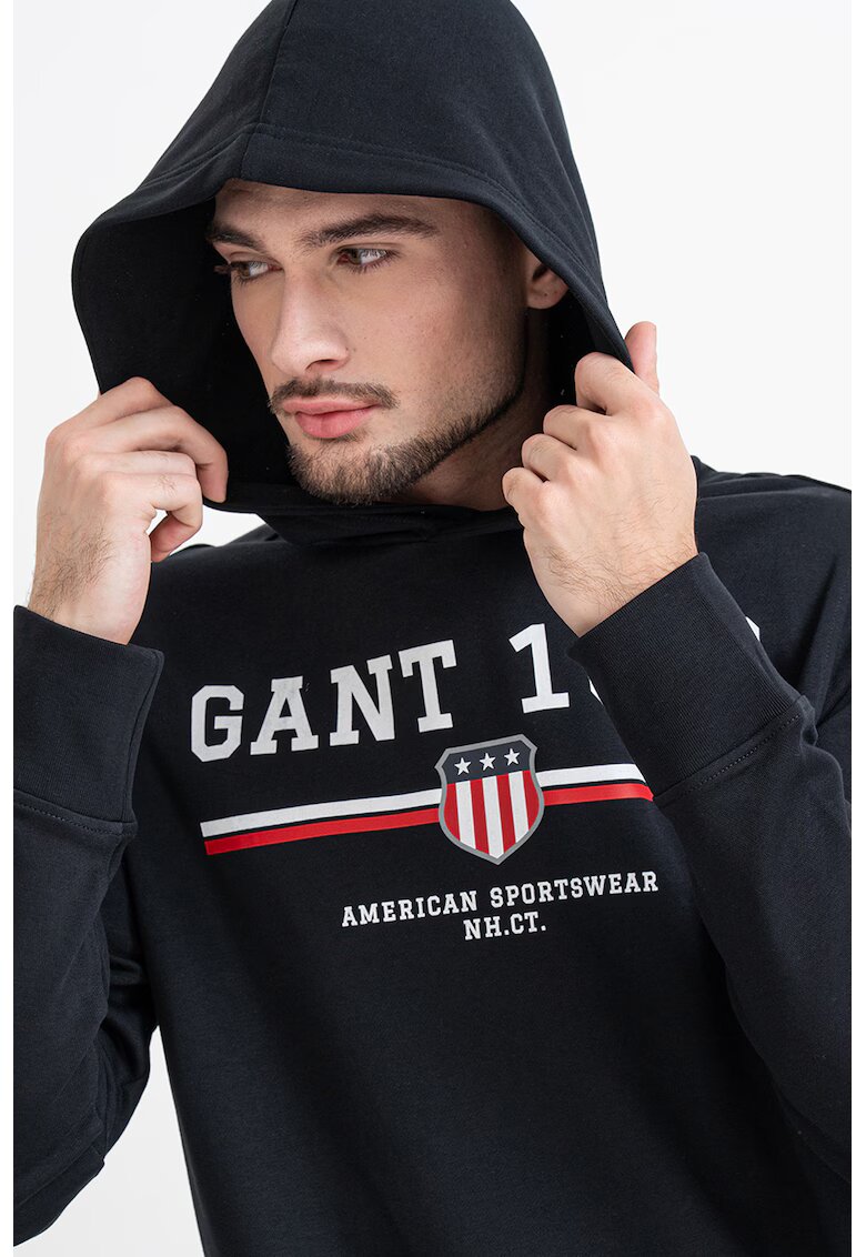 Gant Hanorac cu imprimeu logo - Alb/Negru