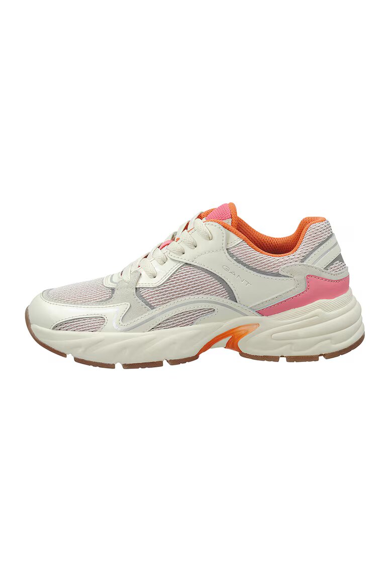 Gant Pantofi sport cu insertii de piele - Alb fildes/Roz