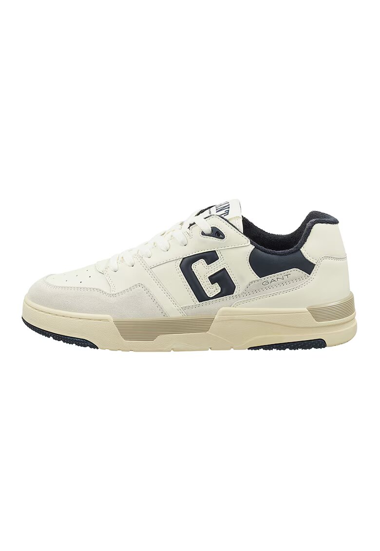 Gant Pantofi sport din piele cu insertii din piele intoarsa Brookpal - Alb/Bleumarin