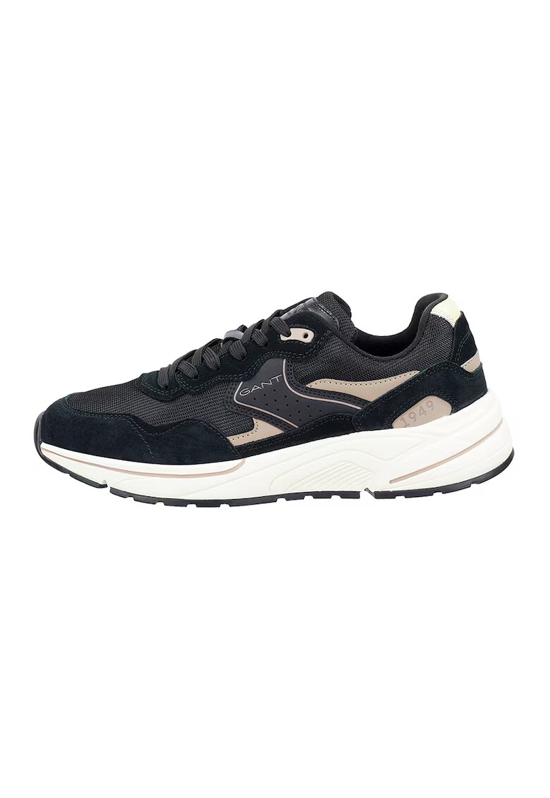 Gant Pantofi sport din piele nabuc cu garnituri din plasa Jaybro - Negru/Gri carbune/Grej