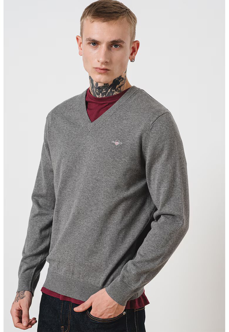 Gant Pulover cu decolteu in V Classic - Gri