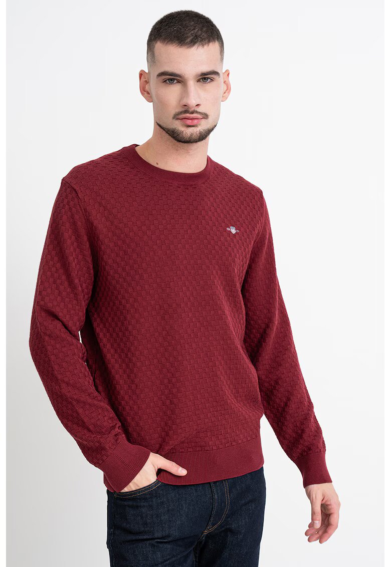 Gant Pulover din amestec de bumbac organic - Rosu inchis