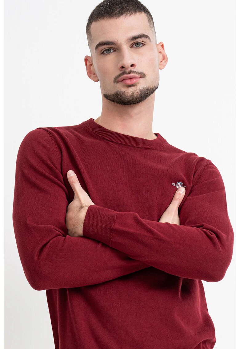 Gant Pulover din bumbac Classic - Rosu/Rosu inchis