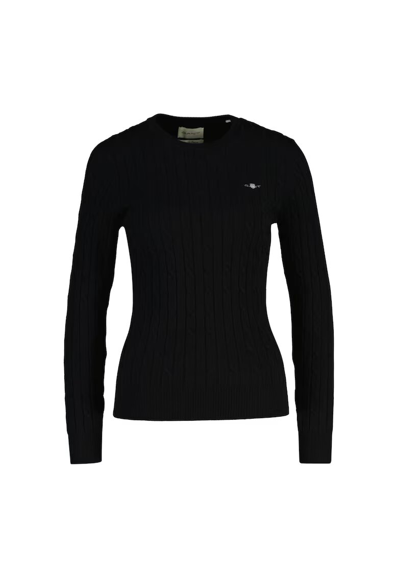 Gant Pulover slim fit cu model torsade - Negru