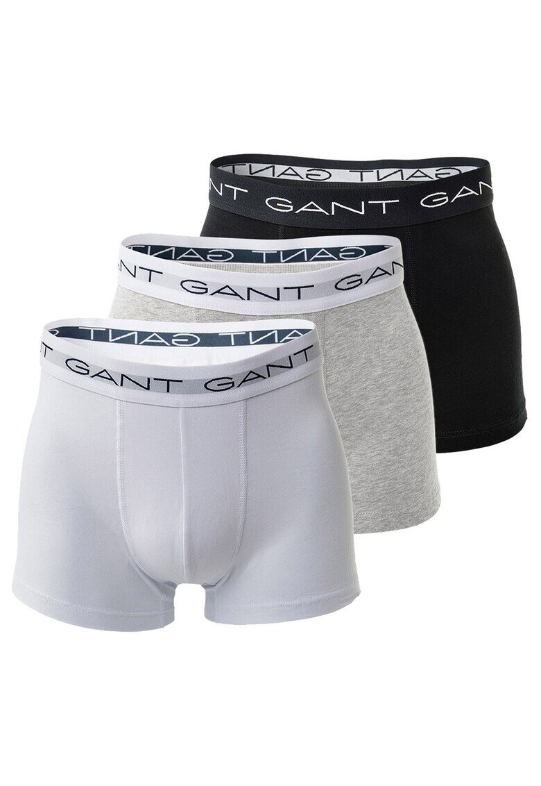 Gant Set de boxeri cu banda logo in talie - 3 perechi - Gri