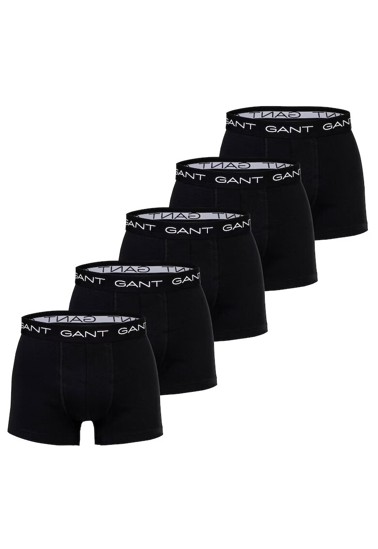 Gant Set de boxeri cu banda logo in talie - 5 perechi - Negru