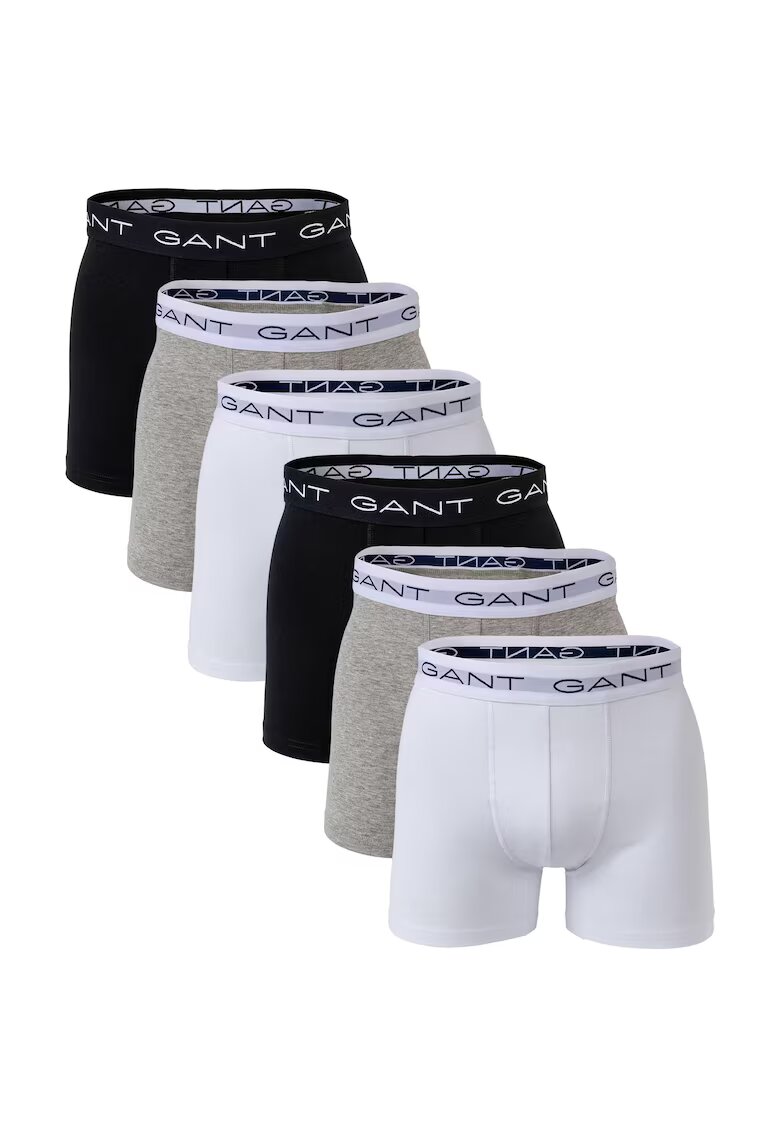 Gant Set de boxeri cu banda logo in talie - 6 perechi - Gri