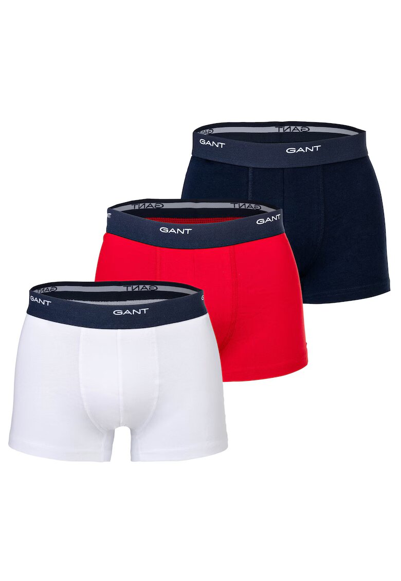 Gant Set de boxeri din amestec de bumbac cu banda logo in talie - 3 perechi - Rosu/Alb/Albastru inchis