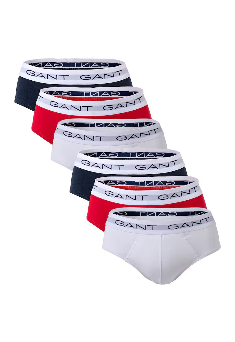 Gant Set de chiloti cu banda logo in talie - 6 perechi - Multicolor