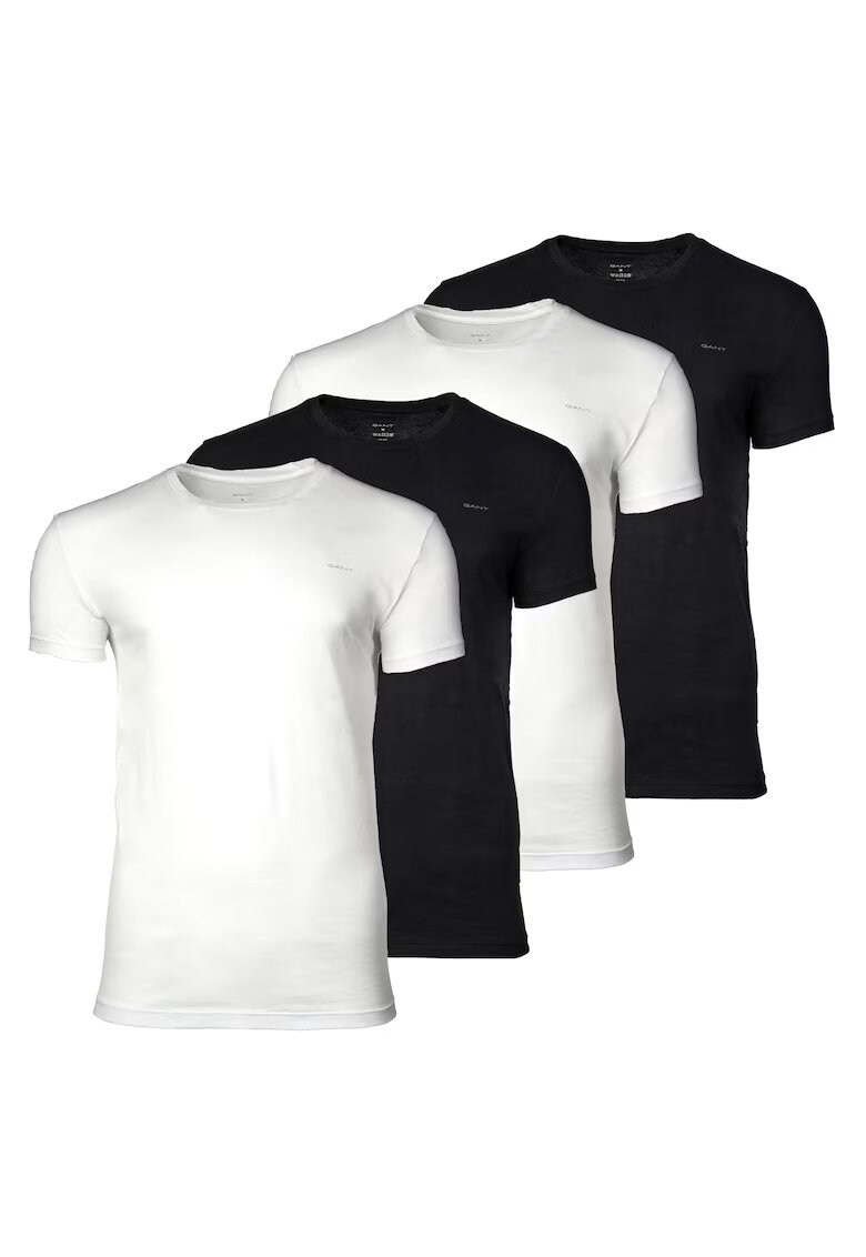 Gant Set de tricouri uni cu decolteu la baza gatului - 4 perechi - Alb/Negru
