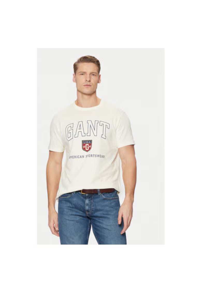 Gant Tricou barbati - 305179074 - Bumbac - Bej - Bej