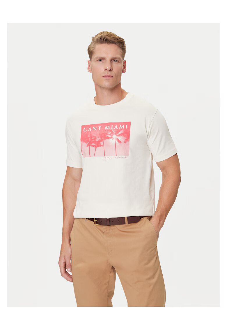 Gant Tricou barbati ecru - bumbac