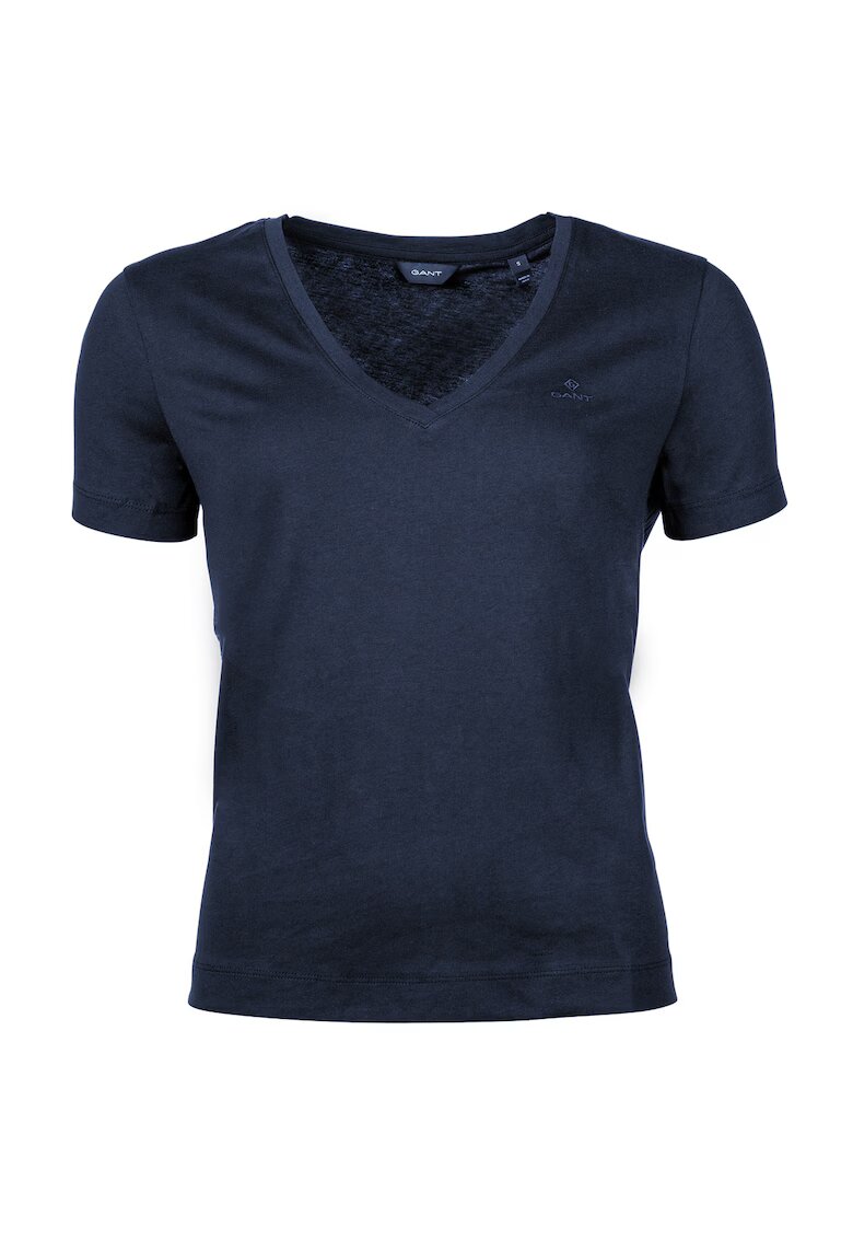 Gant Tricou de bumbac cu decolteu in V Original - Bleumarin