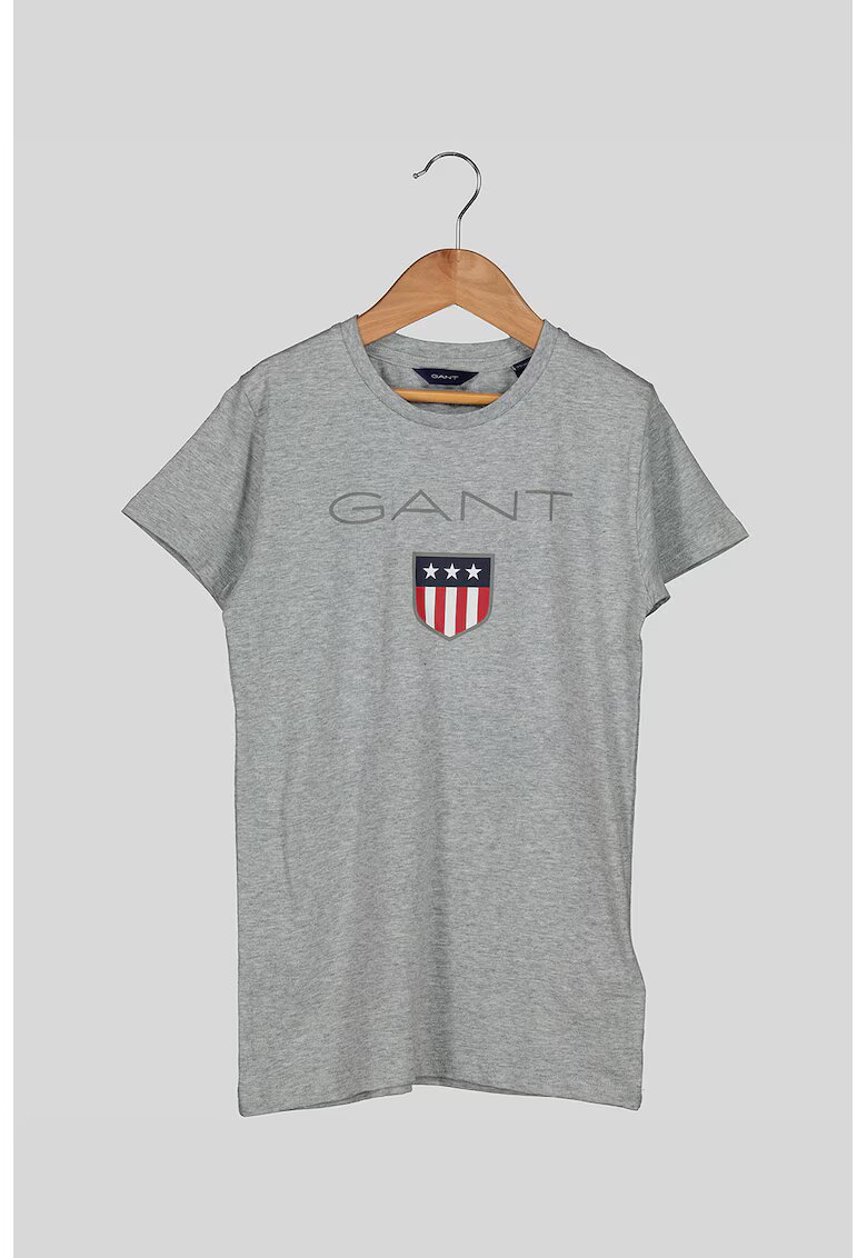 Gant Tricou din bumbac cu imprimeu logo Shield - Gri deschis