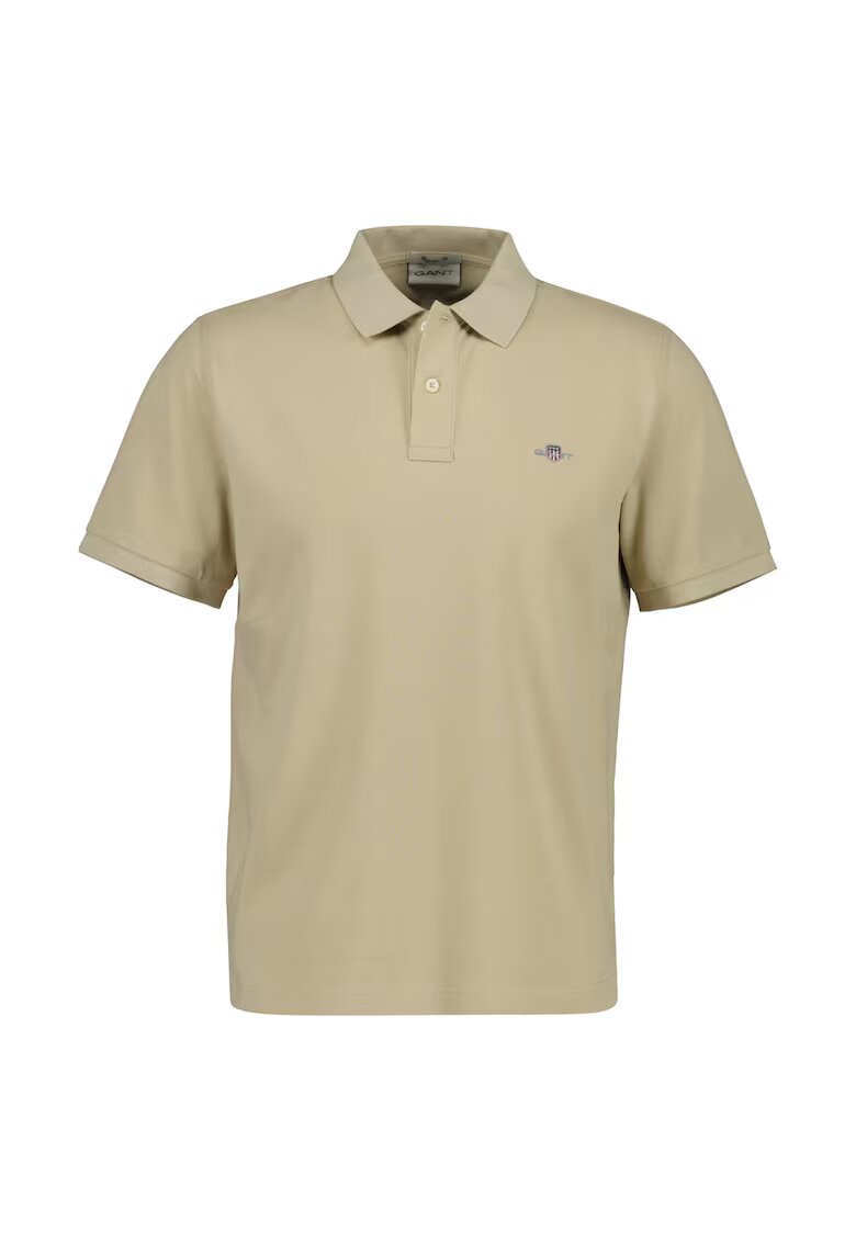 Gant Tricou polo din bumbac pique Shield - Maro nisip