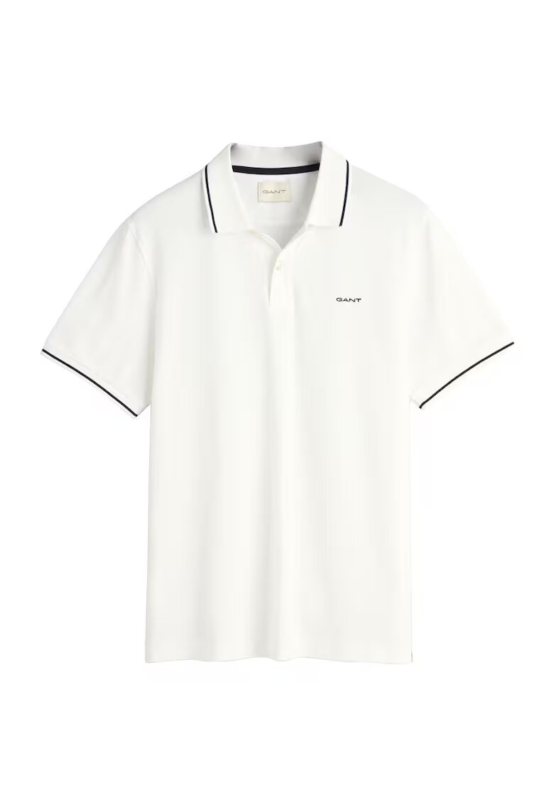 Gant Tricou polo din material pique - Alb optic
