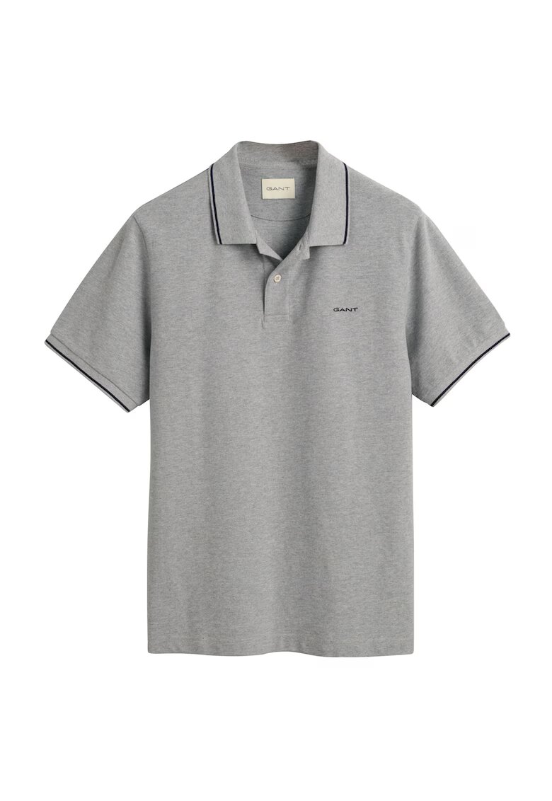 Gant Tricou polo din material pique - Gri deschis