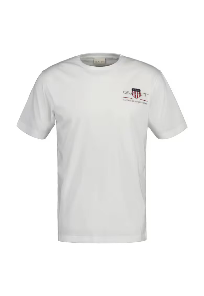Gant Tricou regular fit cu decolteu la baza gatului Archive - Alb