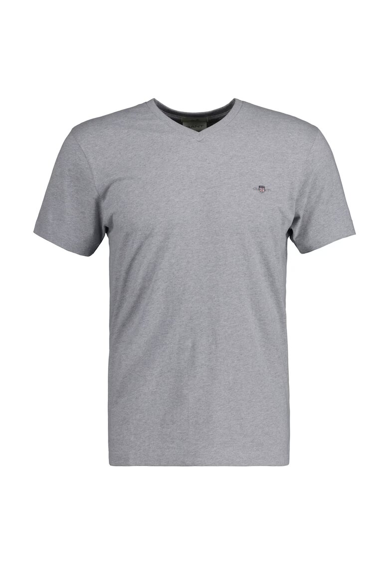 Gant Tricou slim fit cu decolteu in V - Gri deschis