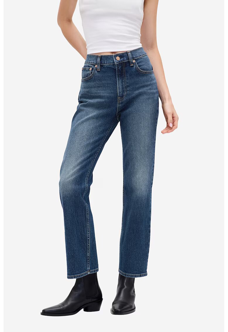 GAP Blugi crop cu croiala dreapta - Albastru indigo