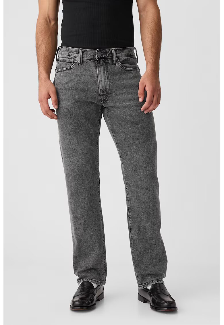 GAP Blugi regular fit cu talie medie - Gri inchis