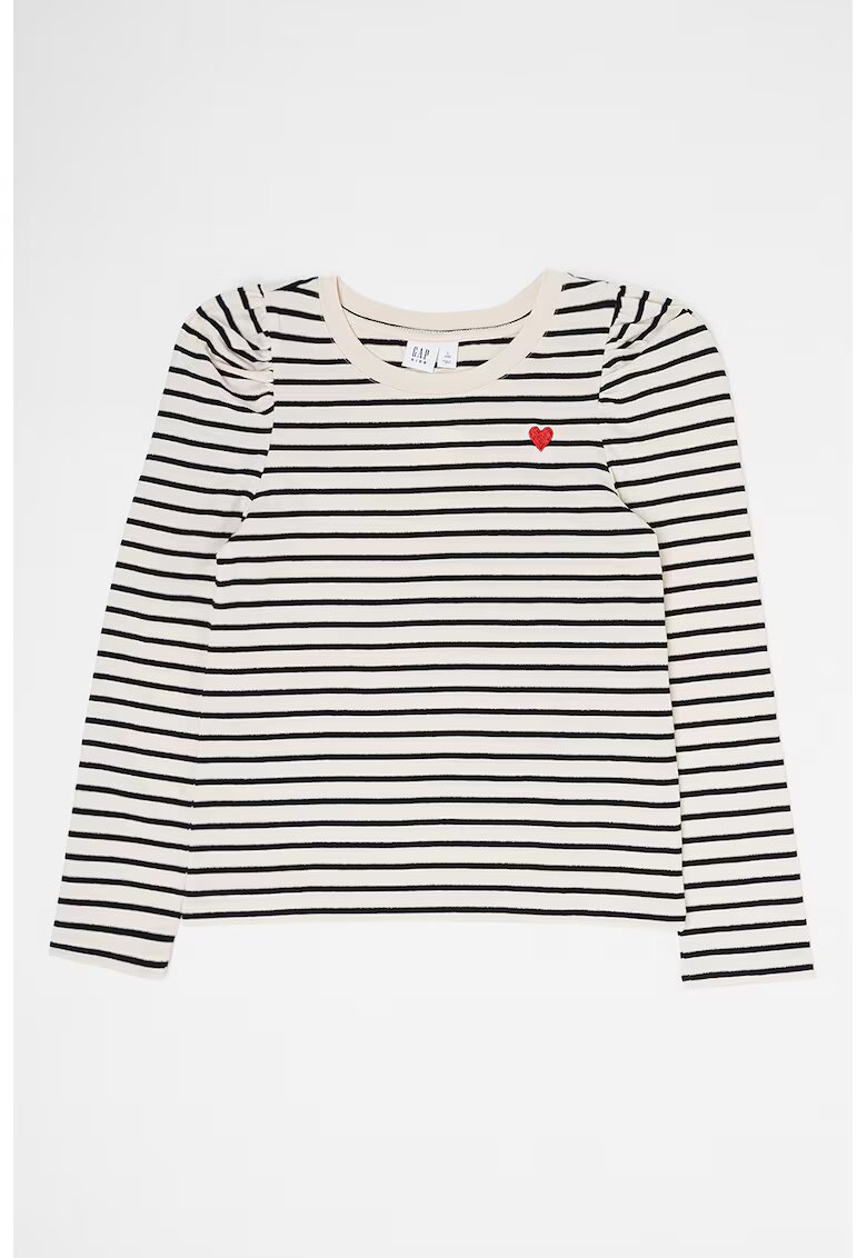 GAP Bluza cu dungi si decolteu la baza gatului - Alb/Negru