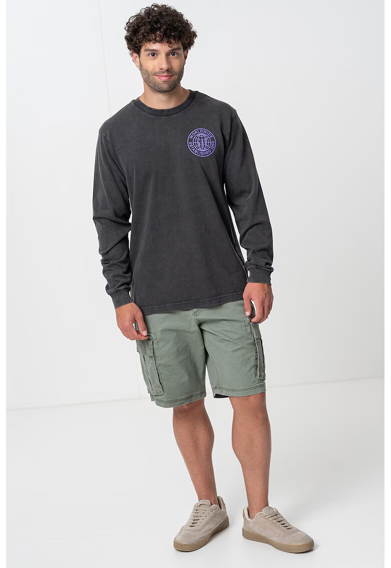 GAP Bluza cu imprimeu logo pe partea din spate - Ametist/Gri antracit