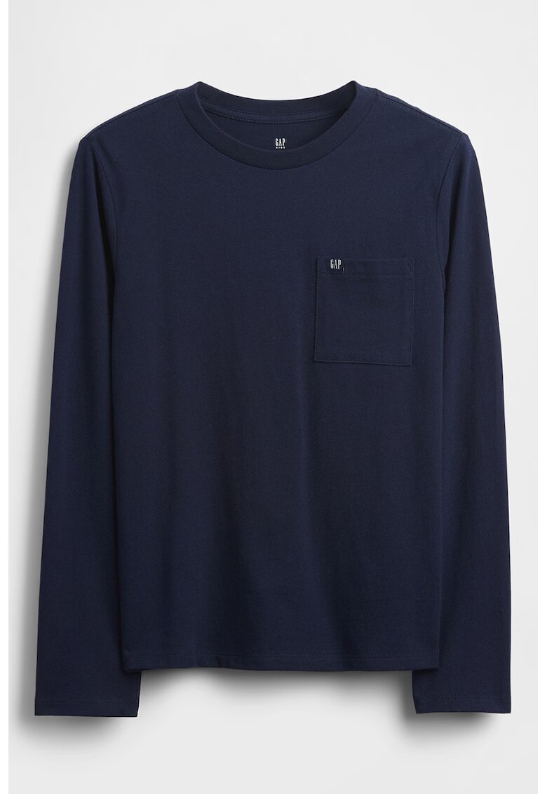 GAP Bluza de bumbac cu buzunar pe piept - Bleumarin
