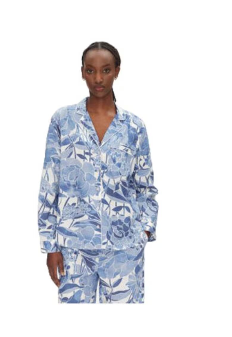 GAP Bluza de pijamale dama - floral - albastru - bumbac