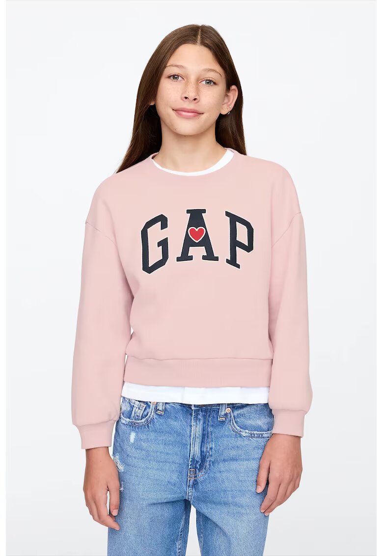 GAP Bluza de trening cu imprimeu logo - Roz pal/Bleumarin