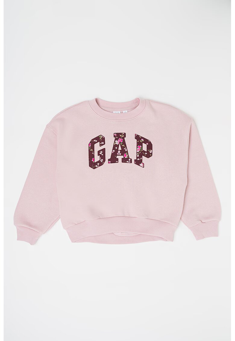 GAP Bluza de trening cu imprimeu logo si decolteu la baza gatului - Roz pal