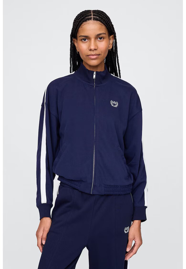 GAP Bluza de trening cu logo si fermoar - Alb/Albastru ultramarin