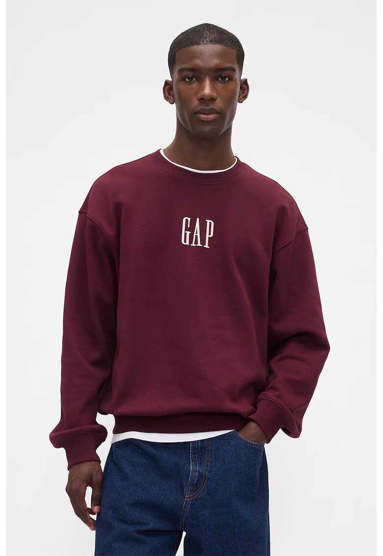 GAP Bluza de trening cu maneci cazute si logo - Visiniu