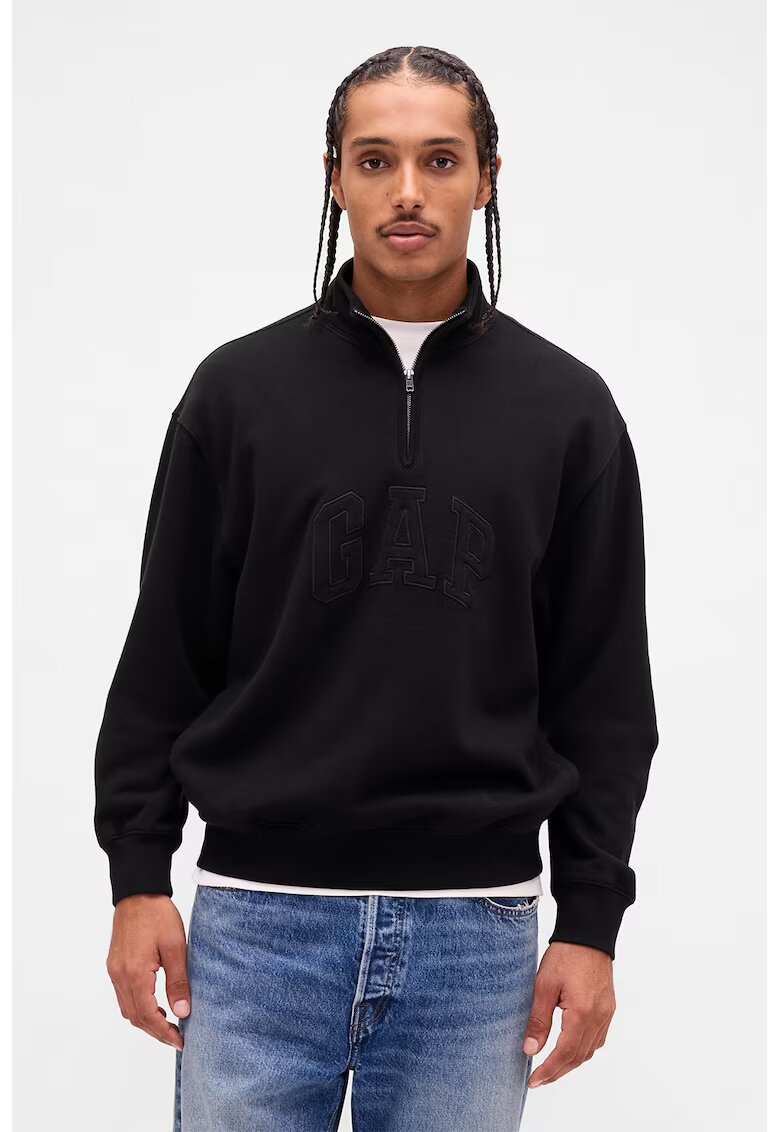 GAP Bluza de trening lejera cu fenta cu fermoar - Negru