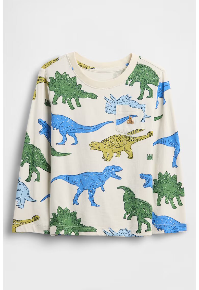 GAP Bluza din bumbac cu imprimeu cu dinozaur - Verde/Albastru/Bej deschis