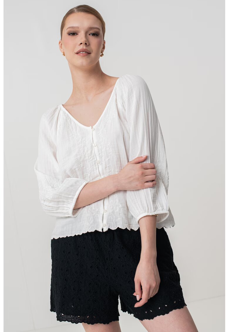 GAP Bluza supradimensionata cu decolteu in V - Alb