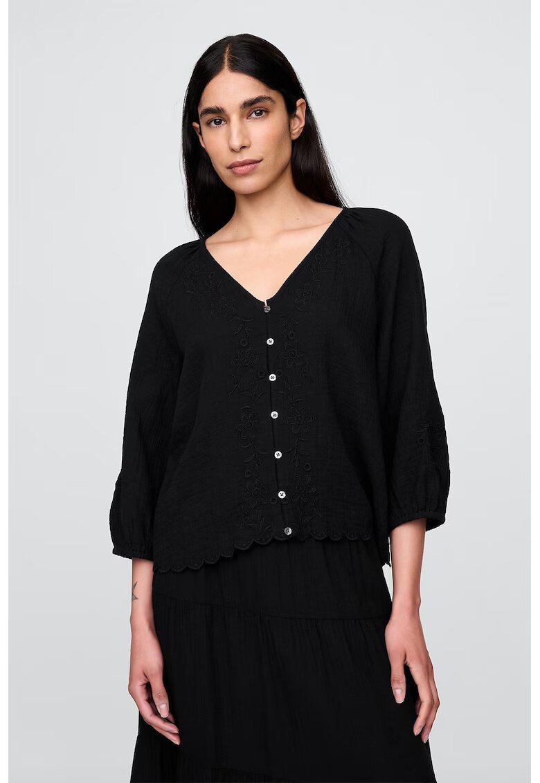 GAP Bluza supradimensionata cu decolteu in V - Negru