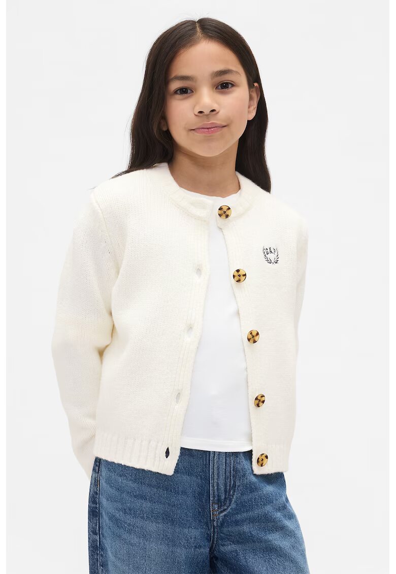 GAP Cardigan cu nasturi si logo - Alb fildes