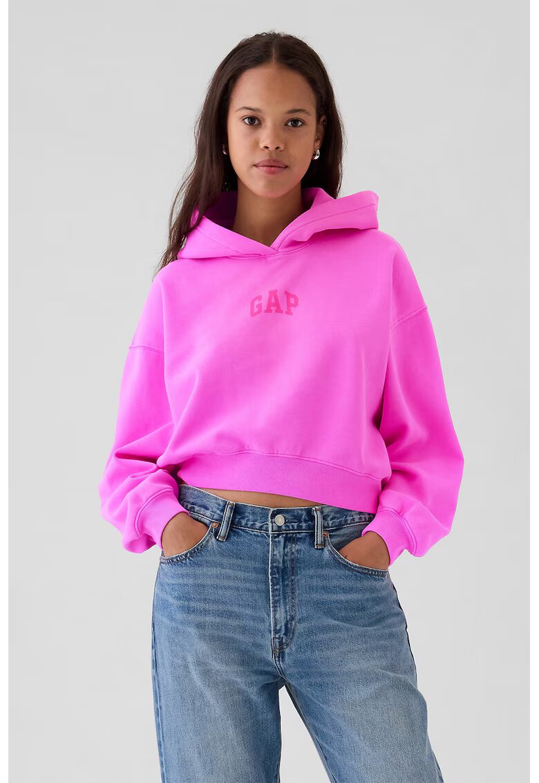 GAP Hanorac crop cu maneci cazute - Fucsia/Roz aprins