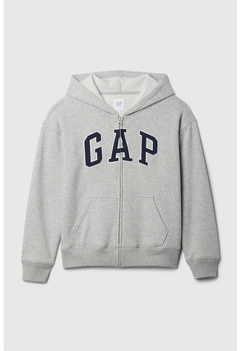 GAP Hanorac cu fermoar si imprimeu logo contrastant - Gri melange