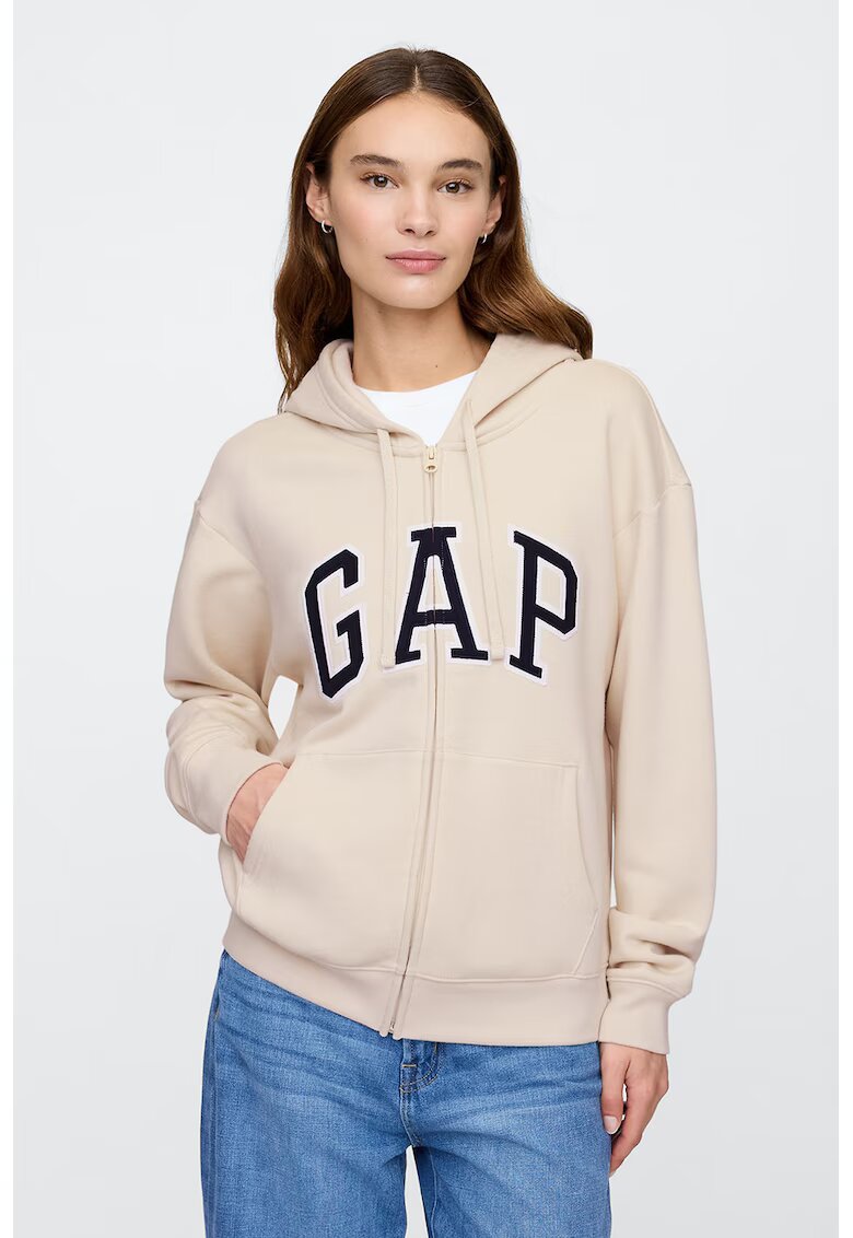 GAP Hanorac cu fermoar si maneci cazute - Crem